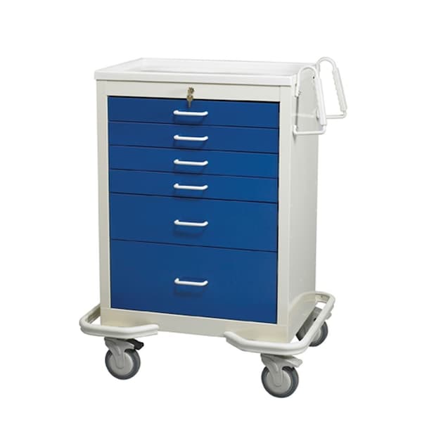 Mpd Medical 6 Drawer Steel ER Cart, Key Lock, Crash Cart Blue MKS627CCB Zoro